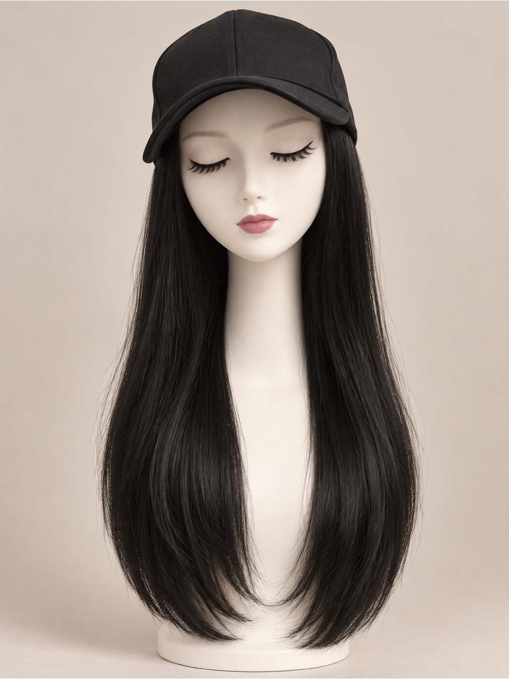 Long Sleek Black Straight Wig with Comfortable Cap